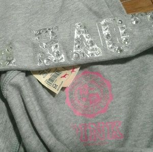 VS PINK NWT gray bling sweats track pants sz m